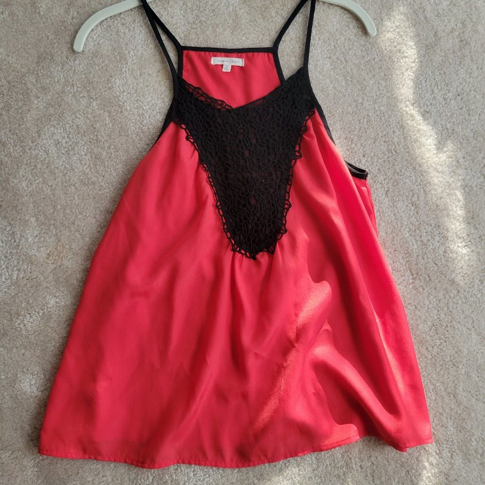 Adorable lace black and red top